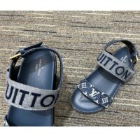 Louis Vuitton LV Women Paseo Flat Comfort Sandal Navy Blue Monogram Denim Calf (6)