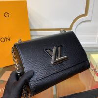 Louis Vuitton LV Women Twist MM Chain Bag Black Epi Grained Cowhide Leather (7)