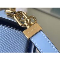 Louis Vuitton LV Women Twist MM Handbag Bleu Nuage Blue Epi Grained Leather (11)