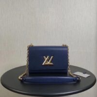 Louis Vuitton LV Women Twist MM Handbag Indigo Blue Epi Grained Cowhide Leather (7)