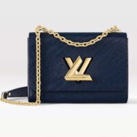 Louis Vuitton LV Women Twist MM Handbag Indigo Blue Epi Grained Cowhide Leather (7)