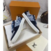 Louis Vuitton Unisex LV Ollie Sneaker Blue Canvas Rubber Outsole Monogram Flowers (9)