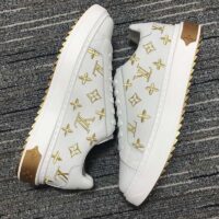 Louis Vuitton Unisex LV Time Out Sneaker Gold White Embroidered Calf Leather (8)