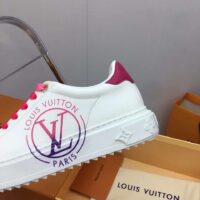 Louis Vuitton Unisex LV Time Out sneaker Fuchsia Pink Printed Calf Leather Rubber Circle (12)