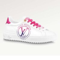 Louis Vuitton Unisex LV Time Out sneaker Fuchsia Pink Printed Calf Leather Rubber Circle (12)