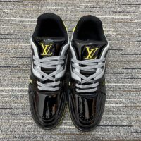 Louis Vuitton Unisex LV Trainer Sneaker Black Patent Canvas Rubber Outsole Monogram Flowers (13)