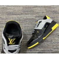 Louis Vuitton Unisex LV Trainer Sneaker Black Patent Canvas Rubber Outsole Monogram Flowers (13)