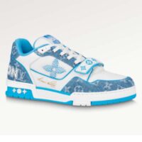 Louis Vuitton Unisex LV Trainer Sneaker Blue Monogram Denim Rubber Monogram Flowers (11)