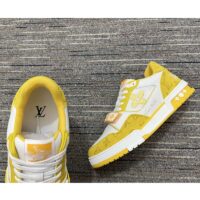 Louis Vuitton Unisex LV Trainer Sneaker Yellow Monogram Denim Rubber Outsole Monogram Flowers (9)