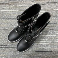 Louis Vuitton Unisex Territory Flat Ranger Black Calf Leather LV Circle Lace (7)