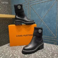 Louis Vuitton Women Shoes LV Beaubourg Ankle Boot Black Calf Leather Wool (4)