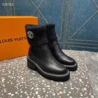 Louis Vuitton Women Shoes LV Beaubourg Ankle Boot Black Calf Leather Wool (4)