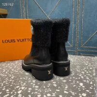 Louis Vuitton Women Shoes LV Beaubourg Ankle Boot Black Calf Leather Wool (4)