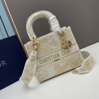 Dior Women CD Medium Lady D-Lite Bag Jardin D’Hiver Embroidery Metallic Thread