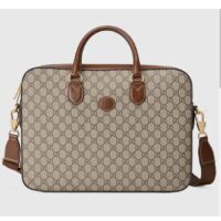 Gucci Unisex Business Case Interlocking G Beige Ebony GG Supreme Canvas (1)