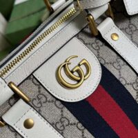 Gucci Unisex Ophidia Medium Duffle Bag Beige Ebony GG Supreme Canvas Double G (2)