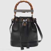 Gucci Women GG Diana Mini Bucket Bag Black Leather Double G (1)