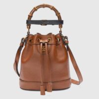 Gucci Women GG Diana Mini Bucket Bag Brown Leather Double G (1)