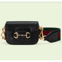 Gucci Women GG Gucci Horsebit 1955 Strap Wallet Black Leather Horsebit (2)