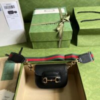 Gucci Women GG Gucci Horsebit 1955 Strap Wallet Black Leather Horsebit (2)