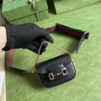 Gucci Women GG Gucci Horsebit 1955 Strap Wallet Black Leather Horsebit (2)