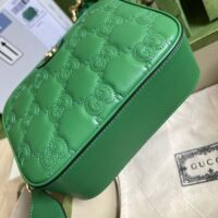 Gucci Women GG Matelassé Leather Small Bag Bright Green Double G Zip Closure (2)