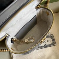 Gucci Women GG Matelassé Top Handle Mini Bag Grey Leather Double G (1)