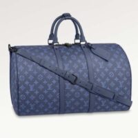 Louis Vuitton LV Unisex Keepall Bandoulière 50 Navy Blue Cabin Monogram Shadow Cowhide (1)