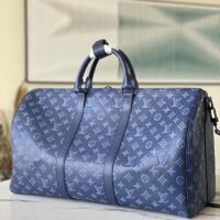 Louis Vuitton LV Unisex Keepall Bandoulière 50 Navy Blue Cabin Monogram Shadow Cowhide (1)