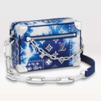 Louis Vuitton LV Unisex Mini Soft Trunk Bag Blue Monogram Bandana Leather (1)