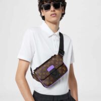 Louis Vuitton LV Unisex S Lock Sling Bag Purple Monogram Macassar Coated Canvas (3)