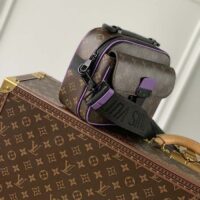 Louis Vuitton LV Unisex S Lock Sling Bag Purple Monogram Macassar Coated Canvas (3)