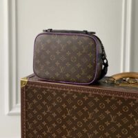 Louis Vuitton LV Unisex S Lock Sling Bag Purple Monogram Macassar Coated Canvas (3)