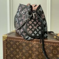 Louis Vuitton LV Women Bella Bucket Bag Black Perforated Mahina Calf Leather (2)