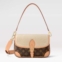 Louis Vuitton LV Women Diane Handbag Beige Brown Monogram Coated Canvas Shearling (5)