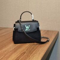 Louis Vuitton LV Women Lockme Ever Mini Handbag Black Grained Calf Leather (1)