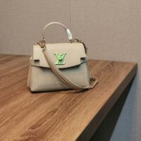 Louis Vuitton LV Women Lockme Ever Mini Handbag Greige Grained Calf Leather (8)