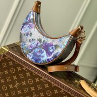 Louis Vuitton LV Women Loop Baguette Handbag Blue Coated Canvas (3)