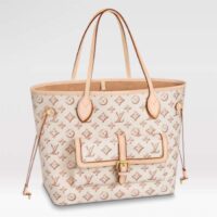 Louis Vuitton LV Women Neverfull MM Tote Bag Beige Monogram Coated Canvas (3)