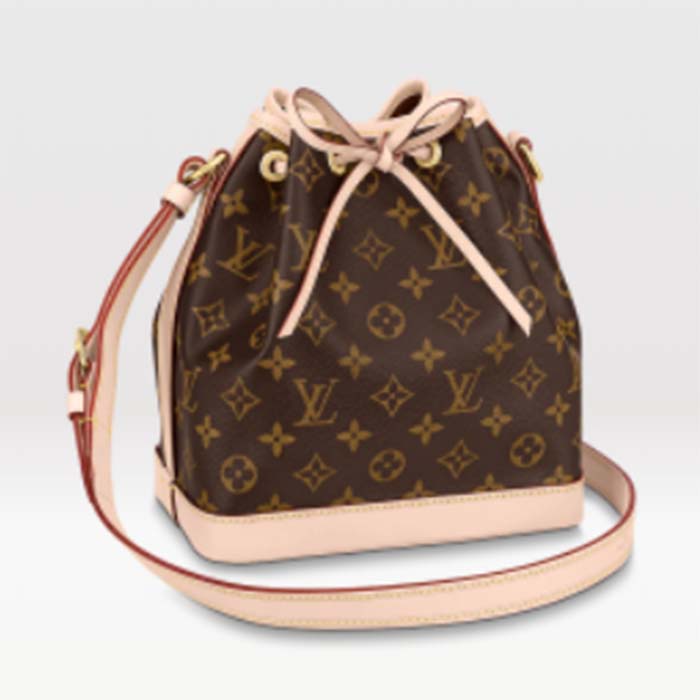 Louis Vuitton LV Women Noé BB Bucket Bag Monogram Coated Canvas Cowhide Leather