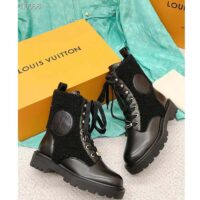 Louis Vuitton LV Women Territory Flat Ranger Black Calf Leather Wool (10)