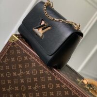 Louis Vuitton LV Women Twist MM Handbag Black Epi Grained Cowhide (1)