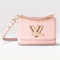 Louis Vuitton LV Women Twist PM Handbag Pink Grained Calfskin Leather (1)