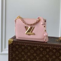 Louis Vuitton LV Women Twist PM Handbag Pink Grained Calfskin Leather (1)