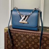 Louis Vuitton LV Women Twist PM Handbag Toledo Blue Epi Grained Cowhide (9)