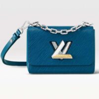 Louis Vuitton LV Women Twist PM Handbag Toledo Blue Epi Grained Cowhide (9)