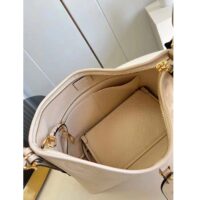 Louis Vuitton Women LV CarryAll PM Handbag Crème Beige Embossed Supple Grained Cowhide (7)