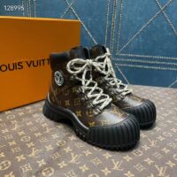 Louis Vuitton Women LV Ruby Flat Ranger Cacao Brown Patent Monogram Canvas Calf (3)