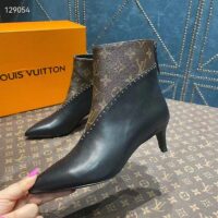 Louis Vuitton Women LV Signature Ankle Boot Black Calf Leather Patent Monogram Canvas (6)