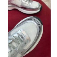 Chanel Women CC Sneakers Fabric Laminated White Silver 1 Cm Heel (15)